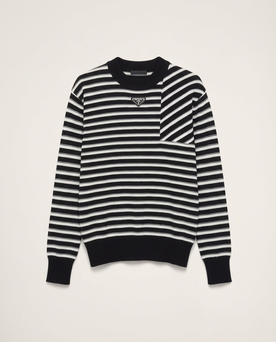 Prada Men's Black & White Striped Knit Sweater