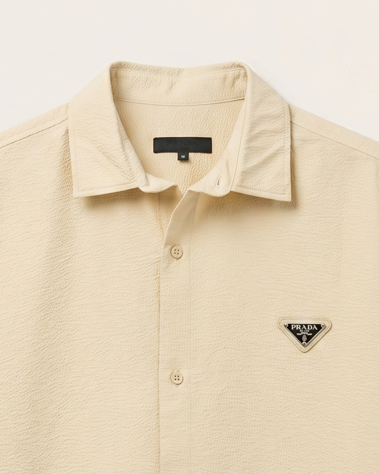 Prada Short-Sleeved Crinkled Technical Shirt