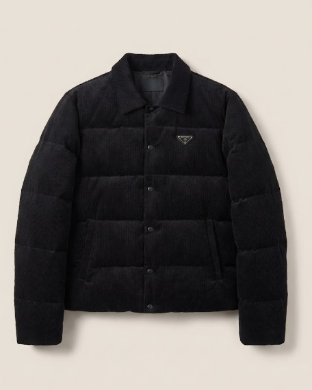 Prada - Black Wide-Wale Corduroy Puffer Jacket