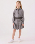 Miu Miu - Girls' Plaid Button-Up Shirt & Pleated Skirt Set