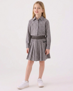 Miu Miu - Girls' Plaid Button-Up Shirt & Pleated Skirt Set