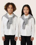 Kids Fashion - Classic White Button-Down Shirt with Grey Knit Sweater Drape