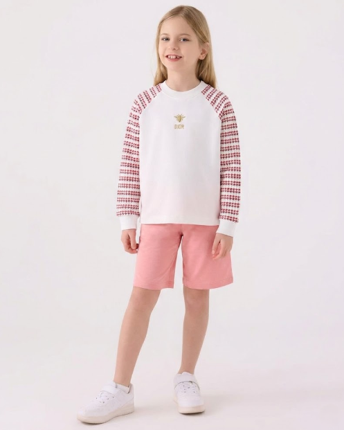 Dior Kids - White Sweatshirt with Red Sleeves