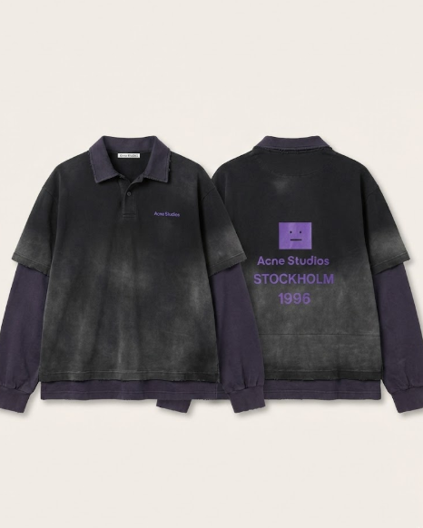 Acne Studios - Faded Layered Polo Shirt with Stockholm 1996 Logo
