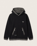 Prada - Black Cotton & Nylon Hoodie with Triangle Logo