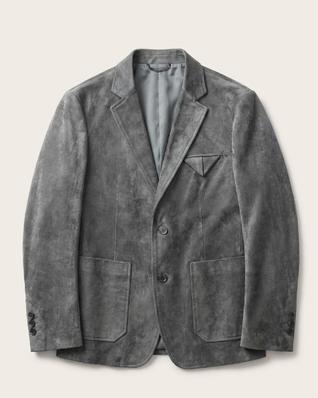 Prada - Grey Suede Blazer with Patch Pockets
