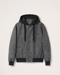 Prada - Dark Grey Suede-Effect Hooded Bomber Jacket