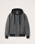 Prada - Dark Grey Suede-Effect Hooded Bomber Jacket