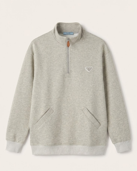 Prada - Light Grey Quarter-Zip Sweatshirt