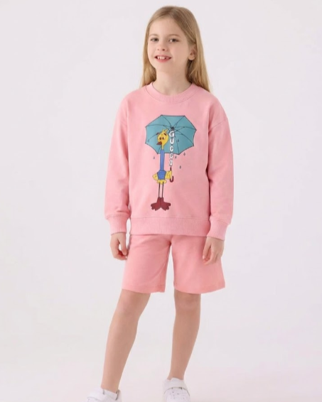 Gucci Kids - Pink 'Duck & Umbrella' Graphic Sweatshirt