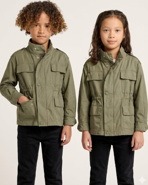 Burberry Kids - Cotton Canvas Utility Jacket - Olive Green