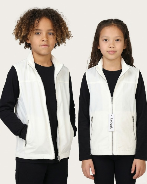 Fashion Kids - Modern Lightweight White Nylon Zip-Up Vest