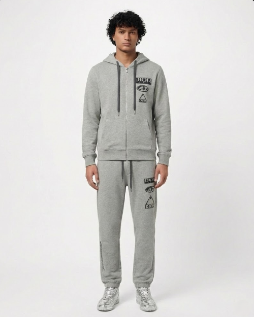 Dior - 'DIOR 47' Grey Cotton Fleece Tracksuit Set