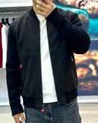 Kiton - Men's Two-Tone Suede Black Bomber Jacket