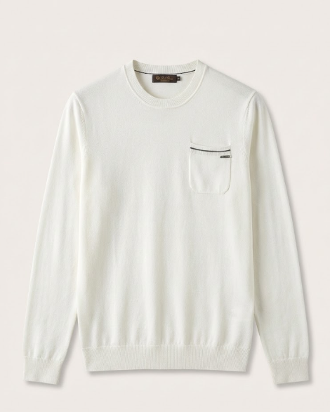 Loro Piana - White Knit Crew Neck Sweater
