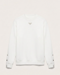 Prada White Mock Neck Sweatshirt with Sleeve Buttons