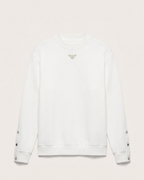 Prada White Mock Neck Sweatshirt with Sleeve Buttons