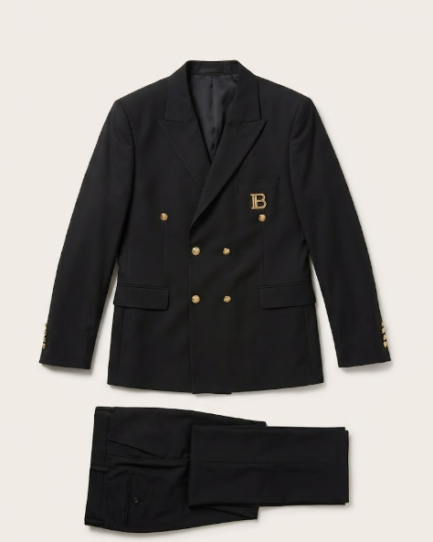Balmain Paris - Men's Black Double-Breasted Suit