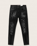 2Y - Premium Black Distressed Paint-Splatter Jeans