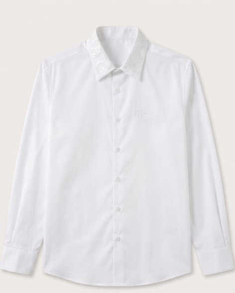 Versace - Men's White Collar Button-Down Shirt