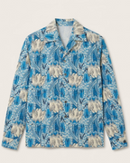 Prada - Blue Floral All-Over Print Long-Sleeved Shirt