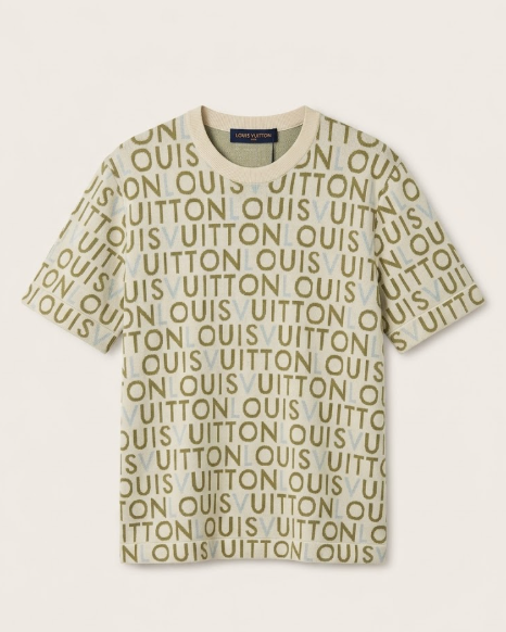 Louis Vuitton 0 All-Over Logo Knit T-Shirt - Cream