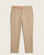 Hermès - Classic Beige Tailored Trousers with Signature Orange "H" Detail