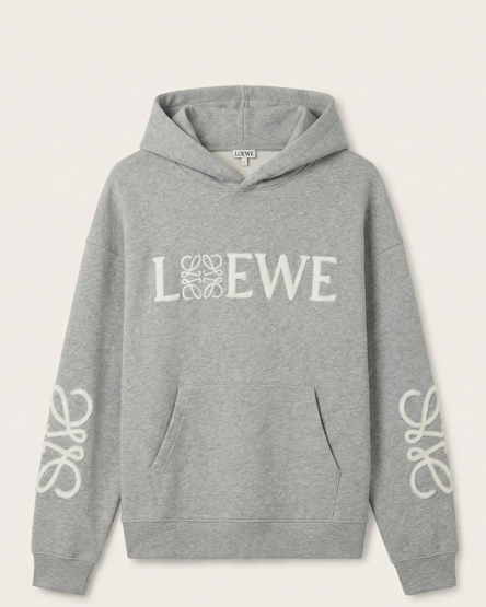 Loewe - Grey Anagram Embroidered Hoodie