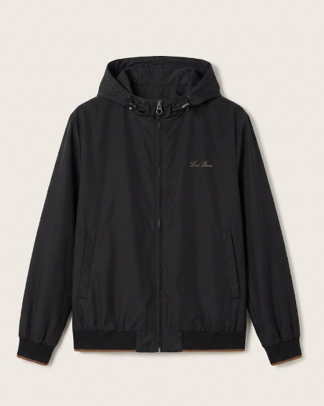 Loro Piana - Black Technical Hooded Bomber Jacket