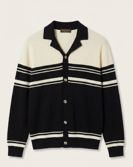 Loro Piana - Striped Knit Cardigan - Black/White