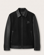 Louis Vuitton - Mixed Material Leather Sleeve Black Jacket