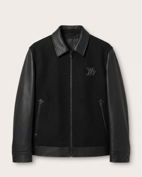 Louis Vuitton - Mixed Material Leather Sleeve Black Jacket