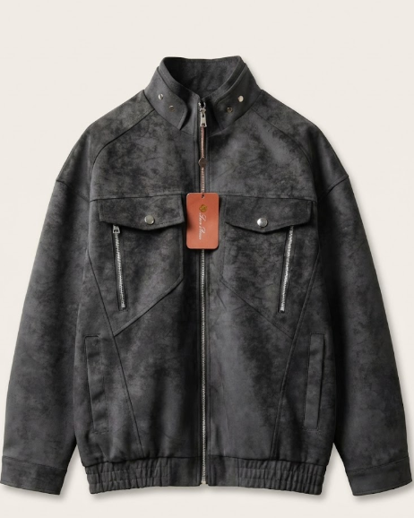 Loro Piana - Suede Utility Bomber Jacket - Charcoal Grey
