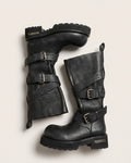 Balenciaga - Strike Distressed Leather Buckle Boots - Black