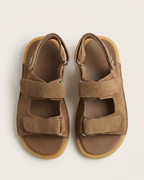 Dolce & Gabbana - Tan Suede Utility Slides with Slingback Strap