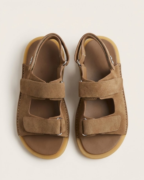 Dolce & Gabbana - Tan Suede Utility Slides with Slingback Strap