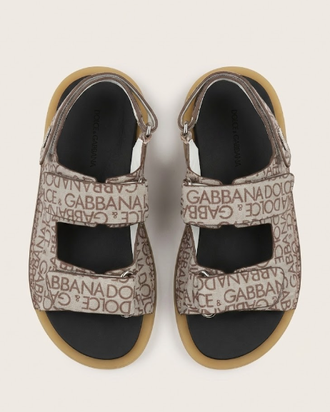 Dolce & Gabbana - Beige Allover Logo Utility Sandals