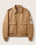 Louis Vuitton - Tan Beige Leather Bomber Jacket