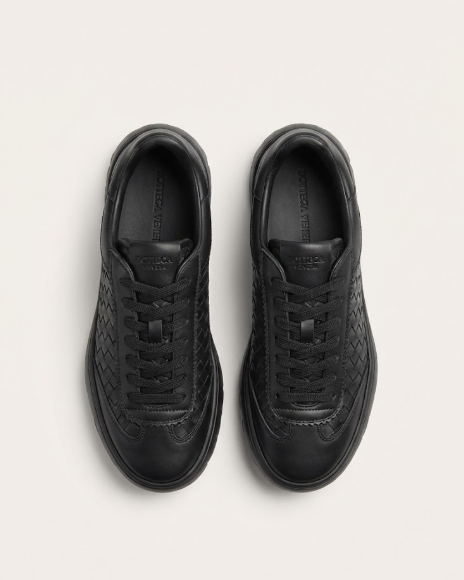 Bottega Veneta - Intrecciato Leather Low-Top Sneakers - Black