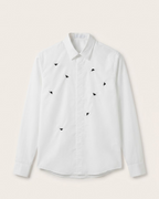 Dior - White Cotton Shirt with Scattered Black Embroidery