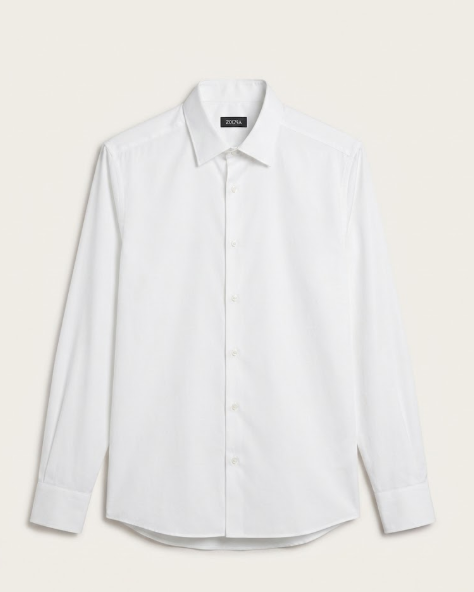 Zegna - Men's Classic White Cotton Button-Up Shirt