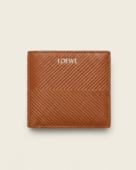 Loewe - Diagonal Textured Leather Bi-Fold Wallet - Tan