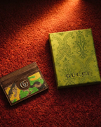 Gucci - GG Camouflage and Brown Leather Card Holder
