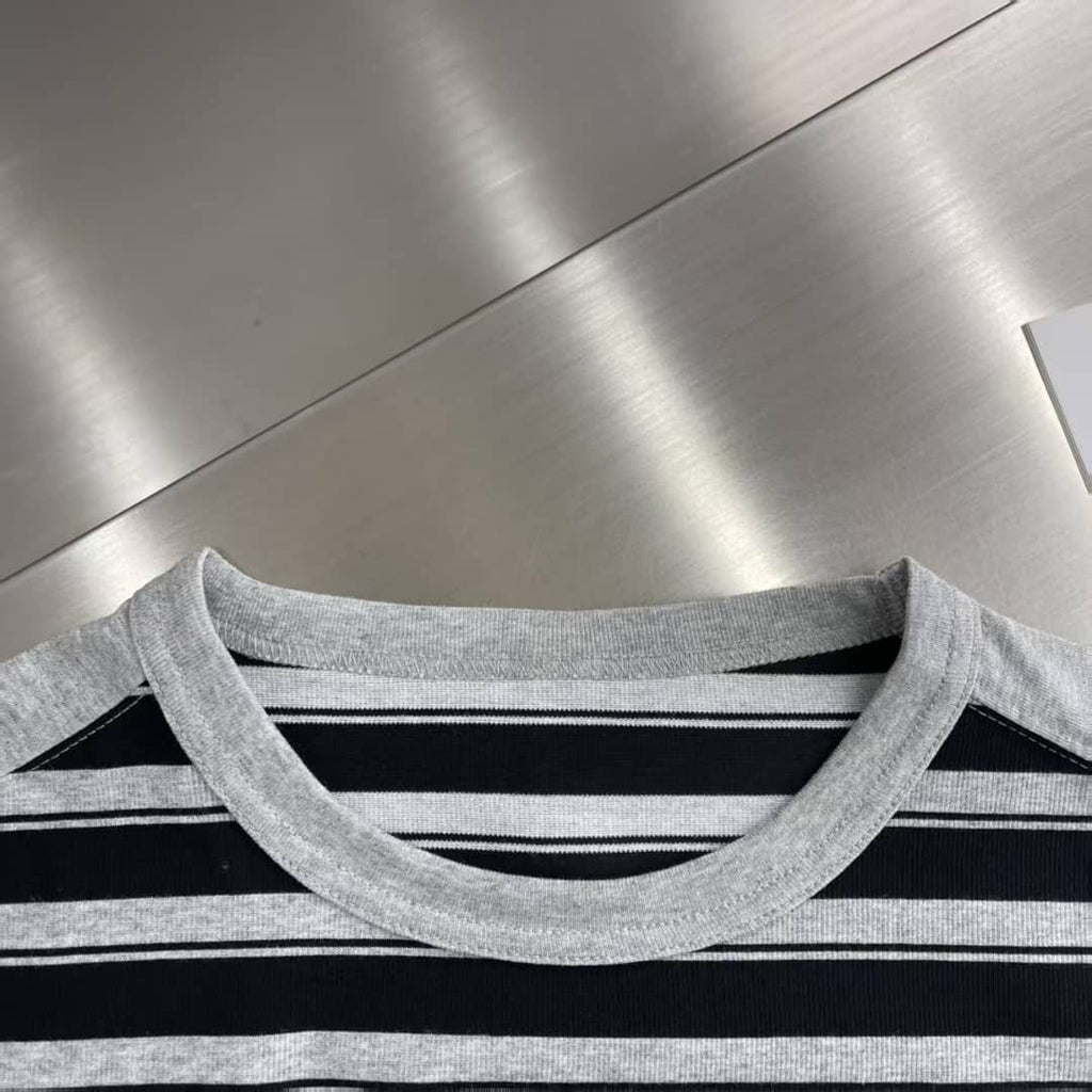Miu Miu - Black and Gray Striped T-Shirt image 5
