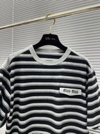 Miu Miu - Black and Gray Striped T-Shirt image 6
