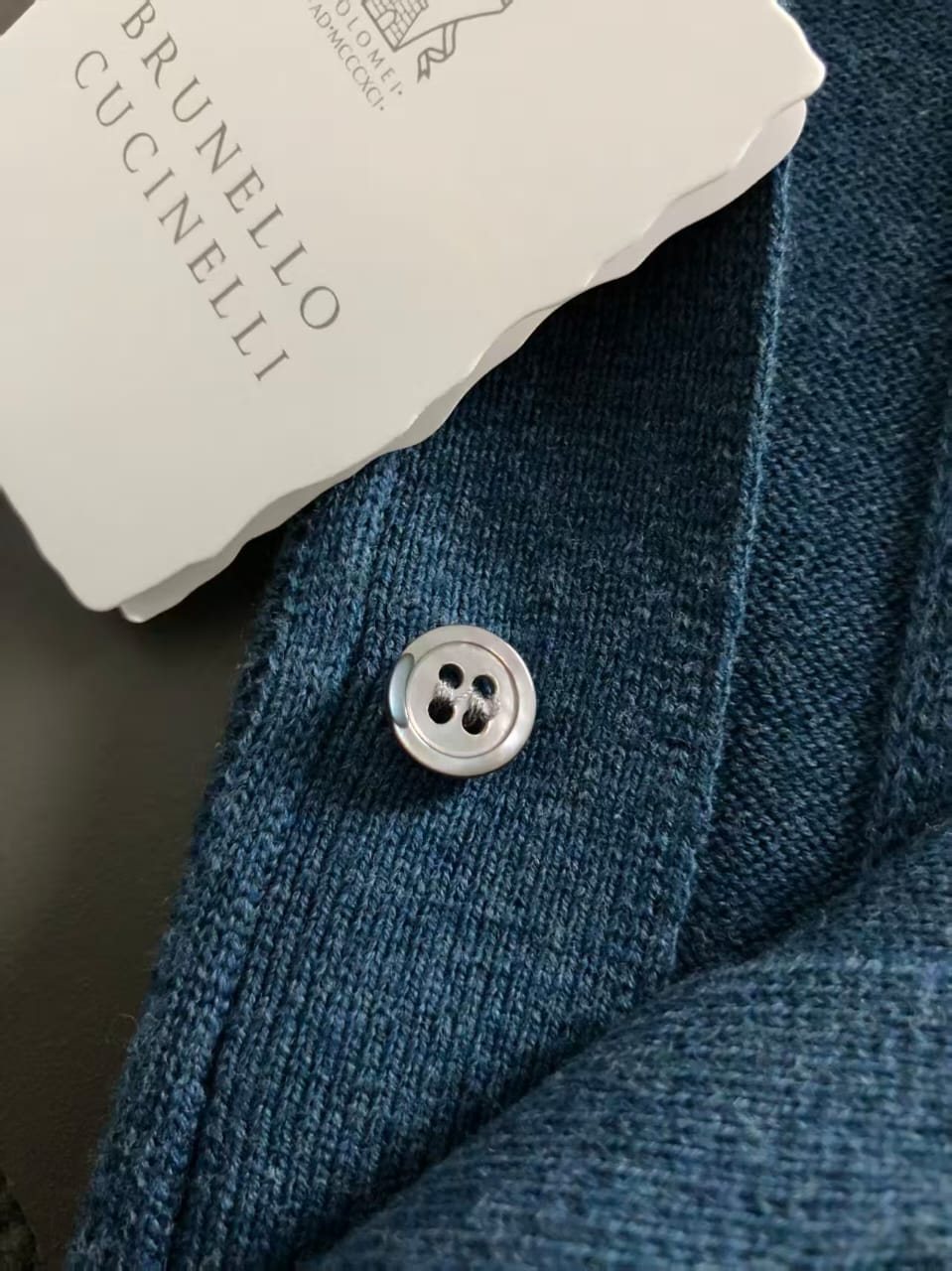 Brunello Cucinelli - Ribbed Knit Polo T-Shirt in Teal Blue image 7