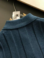 Brunello Cucinelli - Ribbed Knit Polo T-Shirt in Teal Blue image 8