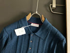 Brunello Cucinelli - Ribbed Knit Polo T-Shirt in Teal Blue image 9