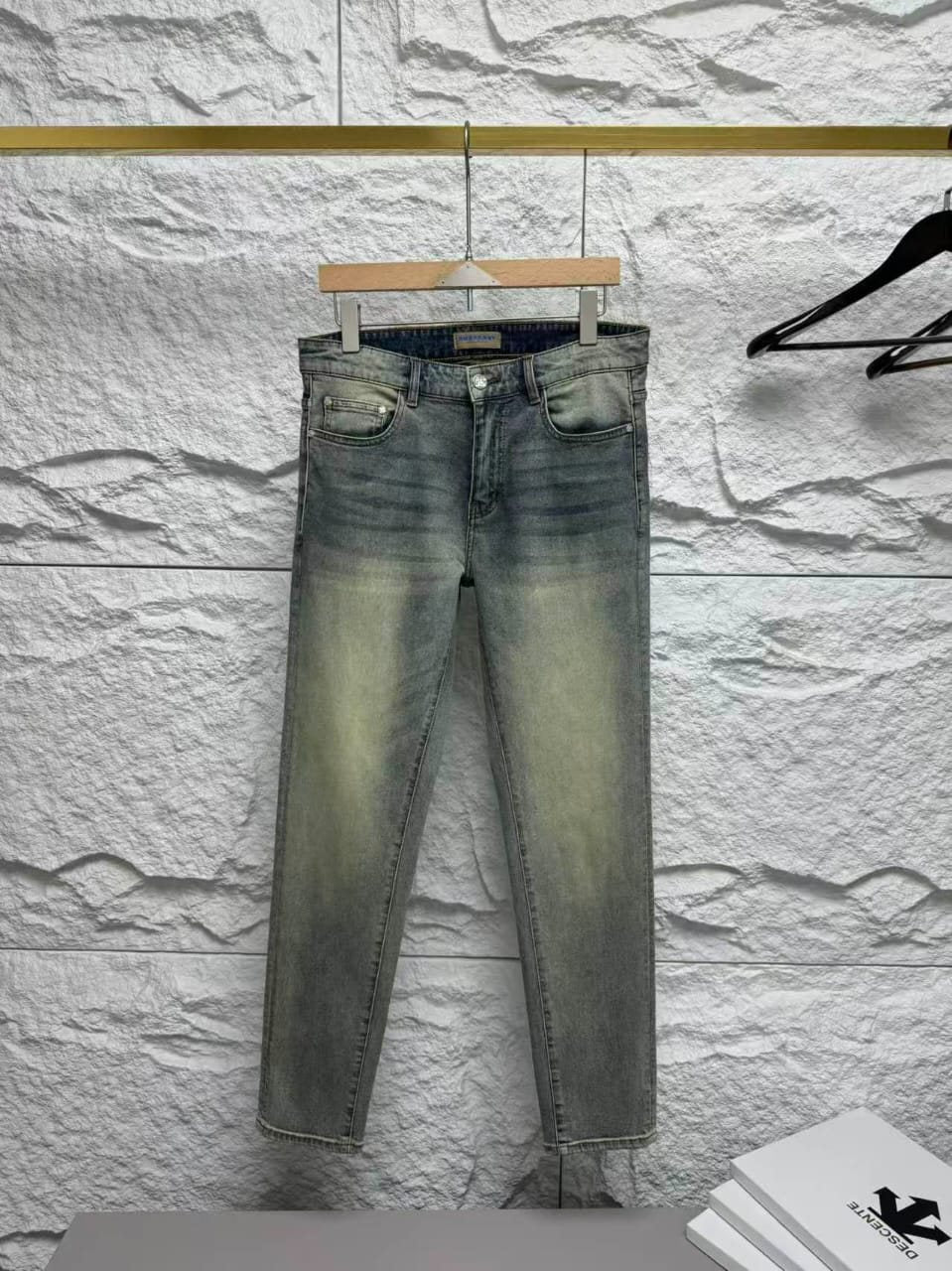 Burberry - Slim Fit Light Wash Tinted Jeans image 5