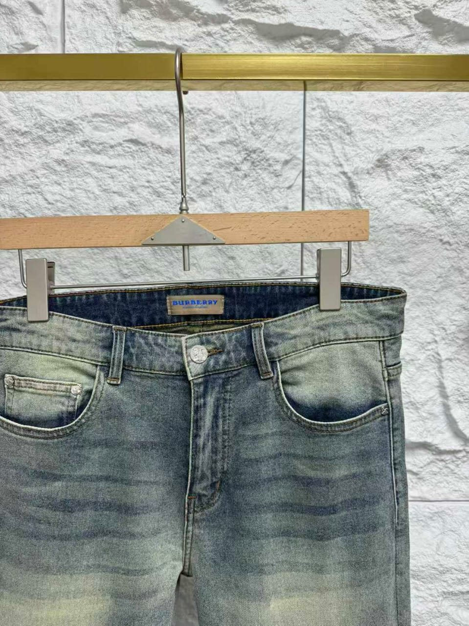 Burberry - Slim Fit Light Wash Tinted Jeans image 6